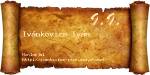 Ivánkovics Iván névjegykártya