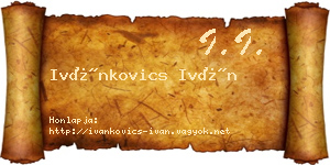 Ivánkovics Iván névjegykártya